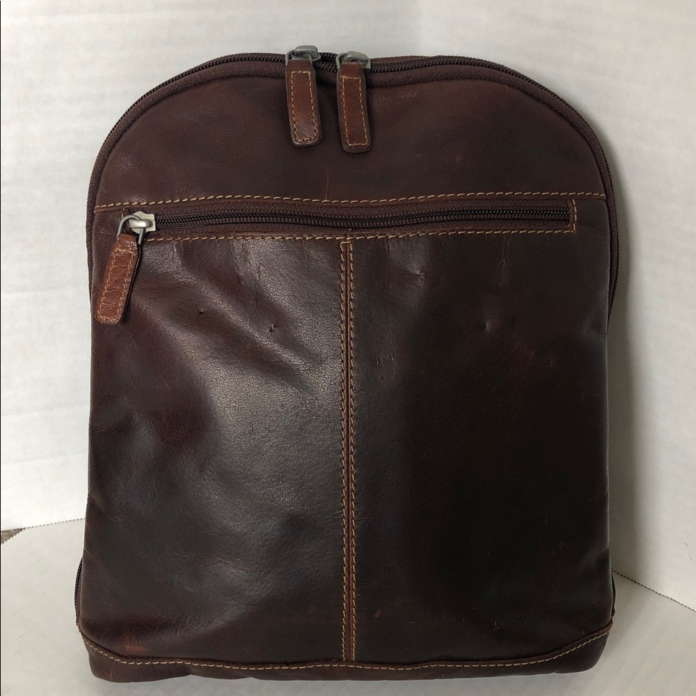 Jack Georges Voyager Small Convertible Backpack Genuine Leather, Brown